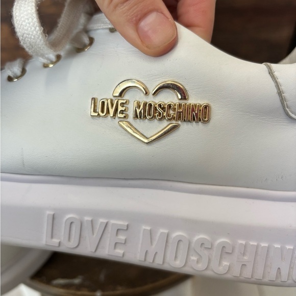 Love Moschino White Sneakers with Gold and Red Accents - Picture 6 of 8